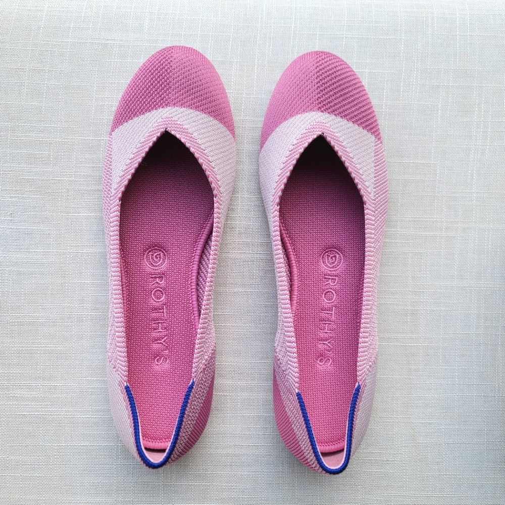New! Rothy's sz 9 Limited Edition Pink Captoe Flats Breast Cancer Aware Retired